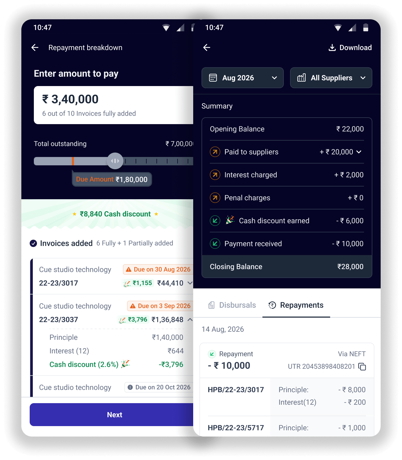 udaanCapital repayment interface